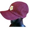 Flower Embroidered Pink Hemp Cap