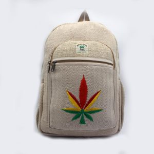 Cannabis Leaf Embroidered Hemp Book Bag