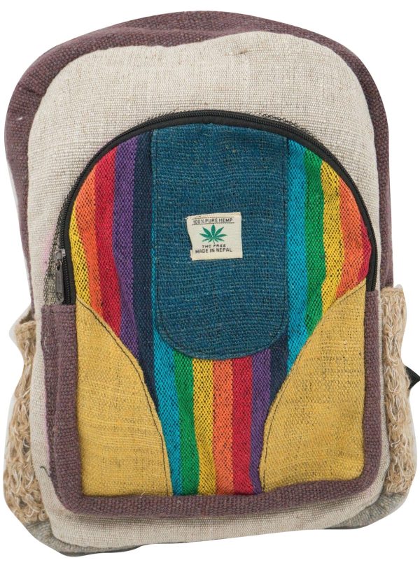 Multi pockets Rainbow Colored Hemp Bag