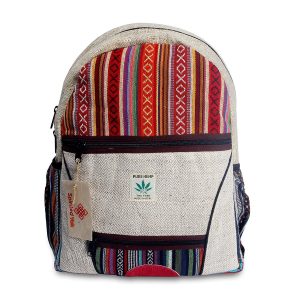 Ethically Made Red Gheri Mix Hemp Backpack