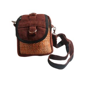Dark brown tone Himalayan hemp camera bag