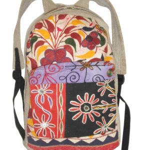 Aari Embroidered Boho Hemp Backpack