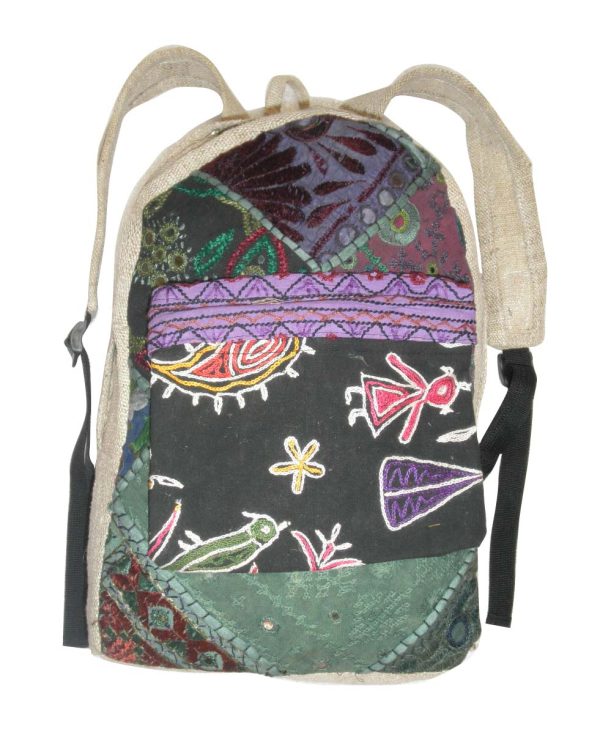 Adjustable Stripes Aari Embroidered Backpack