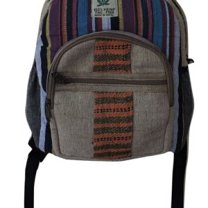 Dark multicolored hippie hemp backpack