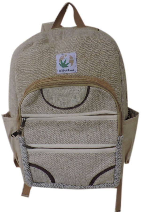 Radiant herringbone style multipurpose Himalayan hemp backpack