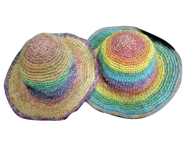Rainbow Color Mixed Boho Hemp Hat