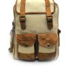 Modern fashion style leather patched hemp backpack