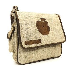 Apple logo printed pure hemp messenger bag
