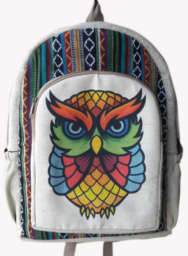 Colorful Owl prints eco-friendly gheri backpack