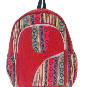 Shiny red gheri cotton backpack