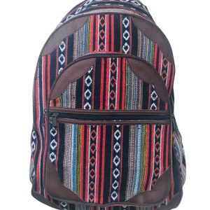 Boho gheri leather patched handmade hemp backpack