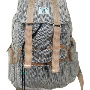 Fair trade full herringbone design hemp college backpack