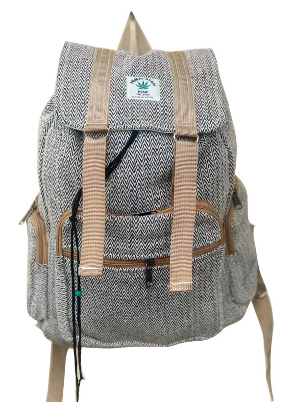 Fair trade full herringbone design hemp college backpack