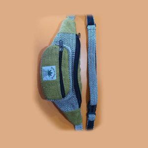 Mini sized hemp cotton money belt with herringbone design