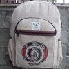 Herringbone style hemp fabric large daily use backpack