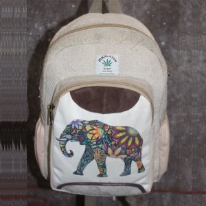 Artisanal Elephant printed hemp backpack