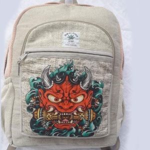 Hinduism folk narsimha prints made in Nepal hemp rucksack backpack