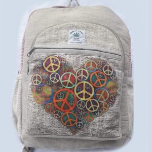 Himalayan hemp hippie heart symbol print school & college bag
