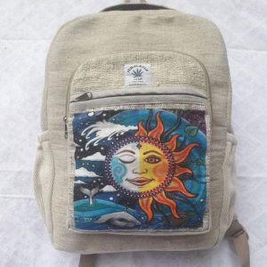 Unique design sun print Himalayan hemp rucksack backpack