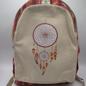 Feather printed unique design hemp school backpack