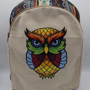 Stylish design colorful owl print hemp backpack