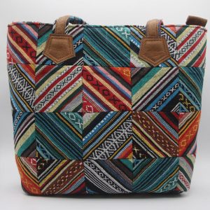 Handmade gheri patchwork leather shopping bag