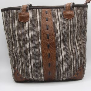 Light weight and strong leather patched gheri market bag