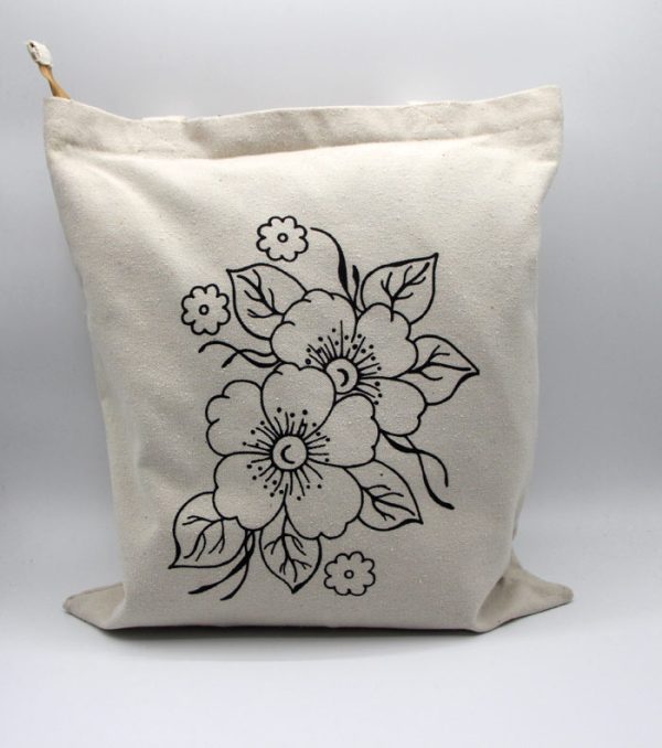 Flower Print Hemp Shopping Bag | durable hemp shopping bag
