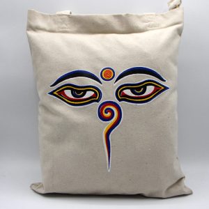 Eyes of wisdom printed handmade hemp shopping bag