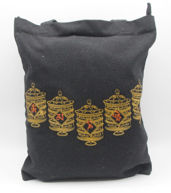 Tibetan Prayer Wheel print hemp shopping bag, strong & durable hemp bag
