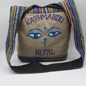 Handmade Eyes of wisdom Prints Hemp Shoulder Bag