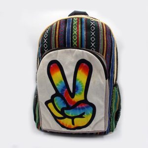 Raised two finger printed hippie Himalayan gheri backpack
