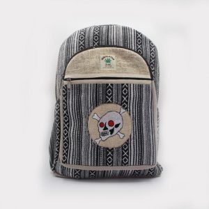 White color tone hippie skull print college backpack