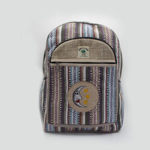 Fair trade gheri designed multipurpose backpack with moon print