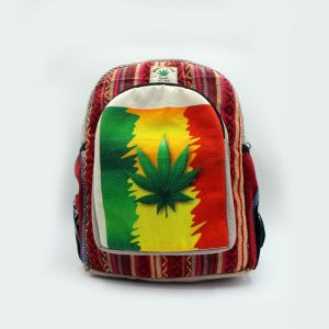 hippie gheri colorful laptop backpack with cannabis print