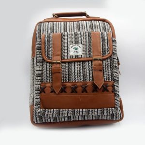 Handmade gheri design leather patched laptop backpack