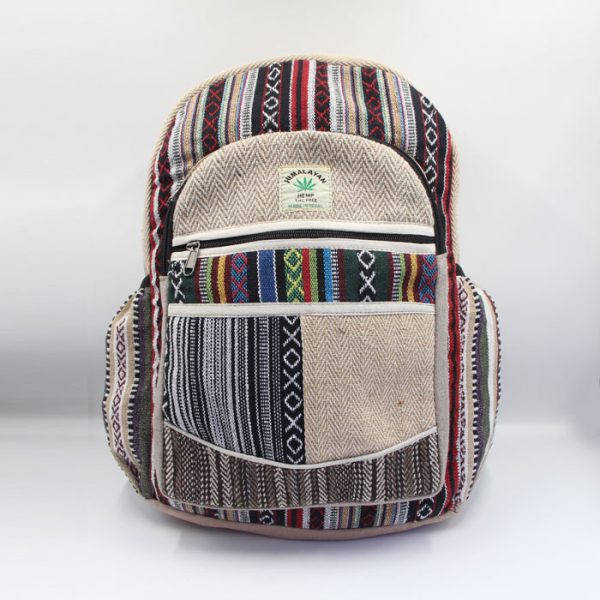 Stylish hippie boho multi pockets added hemp backpack