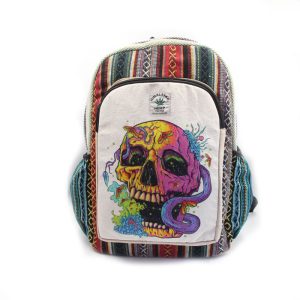 Himalayan Hemp gheri skull printed hemp backpack