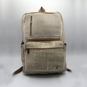 Natural hemp color herringbone multi pocket laptop bag