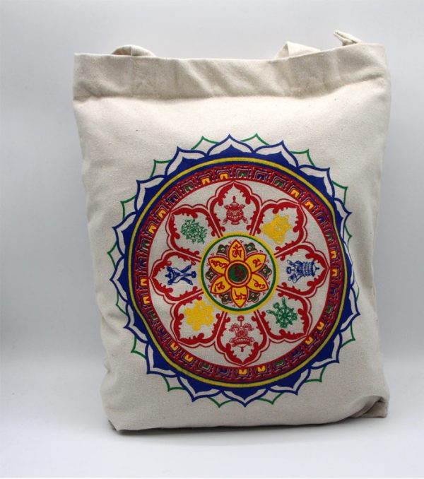 Himalayan hemp mandala prints strong natural hemp shopping bag