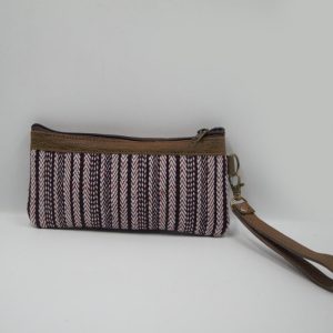leather patched durable gheri purse with stripes