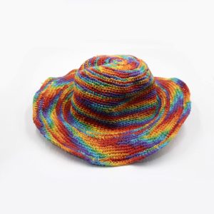 Made in Nepal Rainbow explosion Hemp wide brim hat