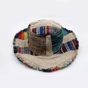 Colorful hippie boho gheri hemp wide brim hat