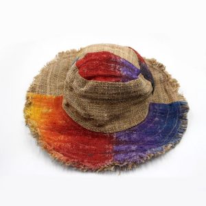 Fair trade hippie handmade hemp wide brim hat
