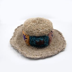 Hand woven hippie hemp woolen wide brim hat
