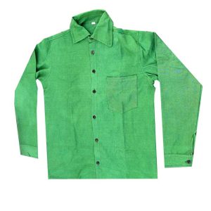 plain green tone hemp shirt with collar
