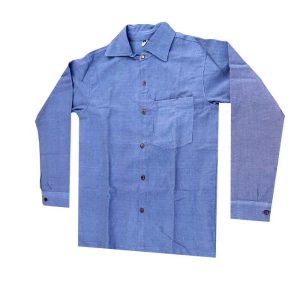 Long sleeve light blue tone hemp cotton shirt