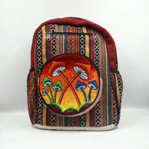 Ethnic full red mushroom printed gheri backpack