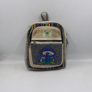 Mushroom Embroidery Stylish Hemp Backpack