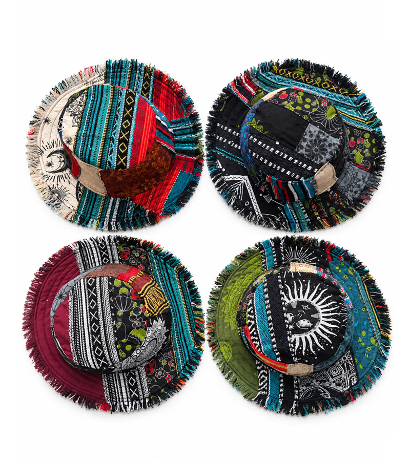 Himalayan Hemp Patchwork Mixed Print Sun Hats Himalayan Hemp Patchwork Mixed Print Sun Hats